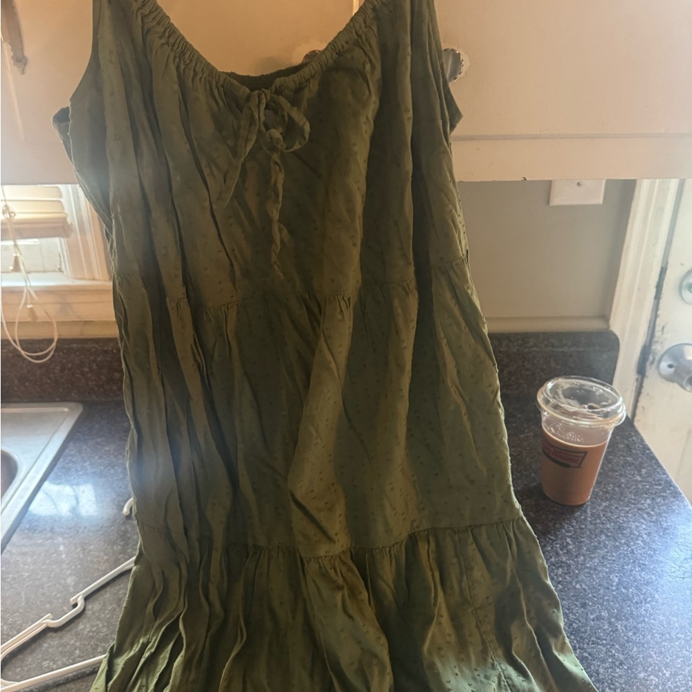 Olive Green Women’s Tiered Sundress